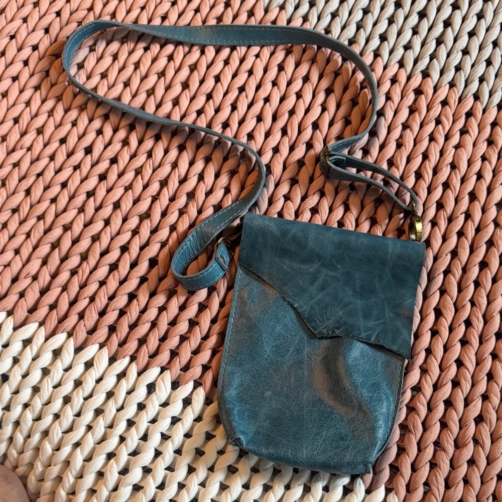 Teal Leather Crossbody Bag